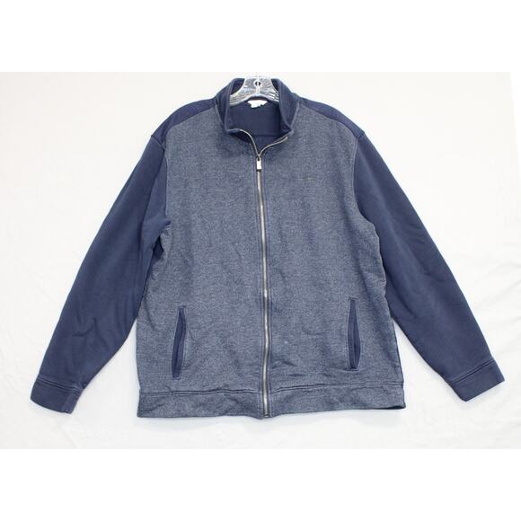 Calvin Klein Mens Blue Full Zip Jacket Funnel Neck Long Sleeve Pockets Size XL - Picture 1 of 7